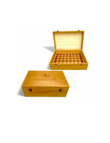 Caja de madera nativa de lenga para 40 esencias de 10 ml.